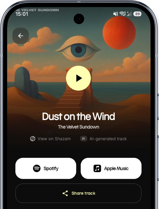 Mutual app – track detail with AI-generated track label